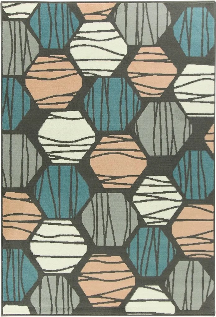 120x170 cm Modern Pasztell Szőnyeg Luna Szürke Méhsejtek A Nappaliba