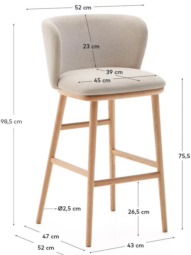 Bézs bárszék (ülésmagasság 75,5 cm) Ciselia – Kave Home