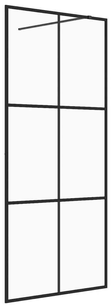 Fekete zuhanyfal átlátszó ESG üveggel 80 x 195 cm