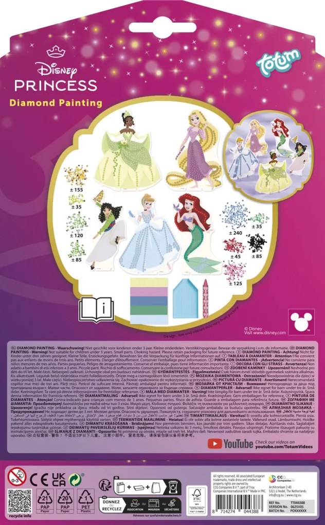 Disney Hercegnők Totum gyémántszemes kép 5 db-os