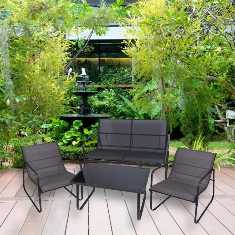 Kerti 4 részes szett Astoria acél szerkezet szürke