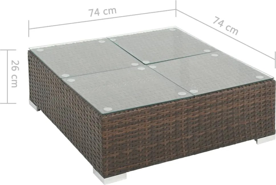 6-részes barna polyrattan kerti bútorszett párnákkal