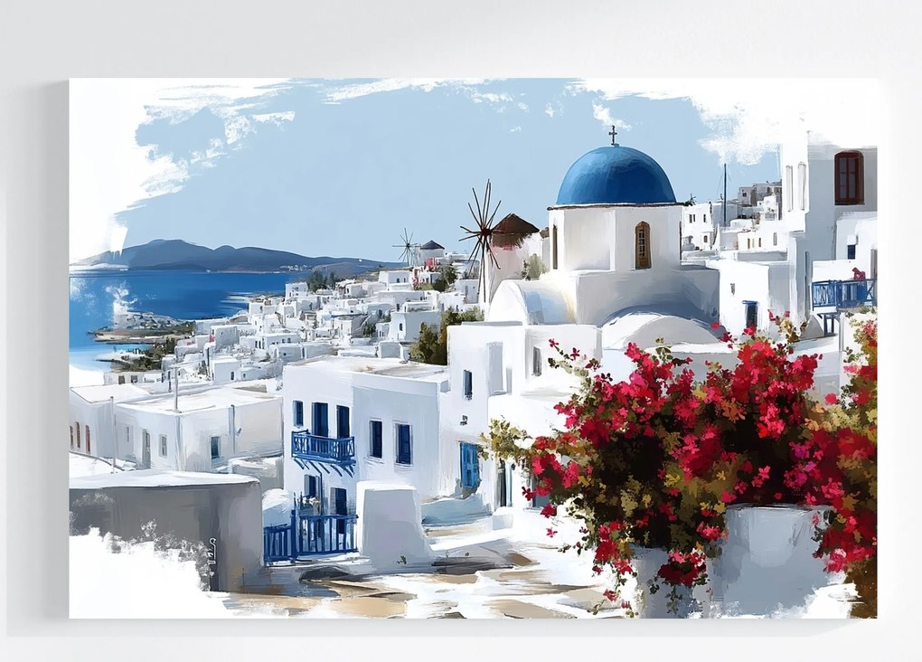 Vászonkép Canvas Tájkép Görögország Mykonos Város Sziget Nyár 120x80