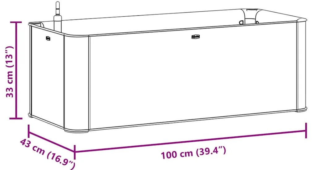 fehér kerti magaságyás önöntöző rendszerrel 100 x 43 x 33 cm