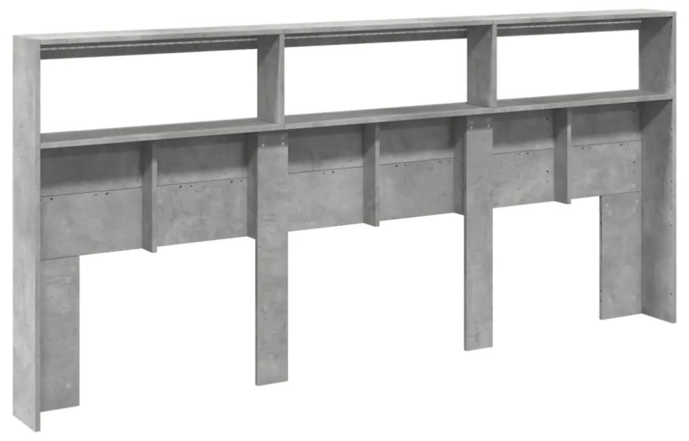 betonszürke áthidalószekrény LED-világítással 220 x 17 x 102 cm