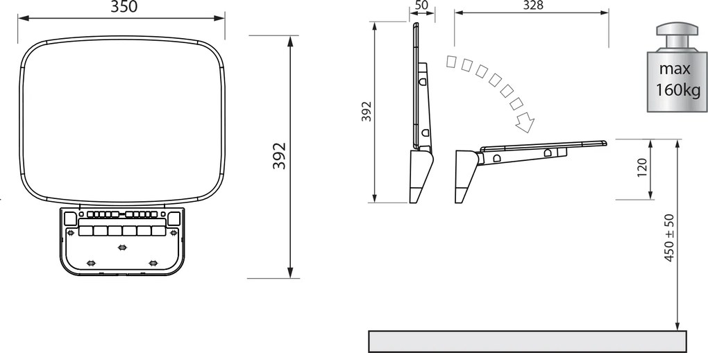 Polysan Polysan, SAAP összecsukható zuhanyülőke 35x32,8 cm, fehér, CW1110W