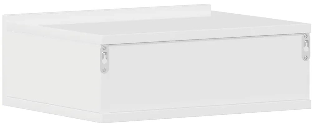 2 db magasfényű fehér szerelt fa függő éjjeliszekrény 40x30x15