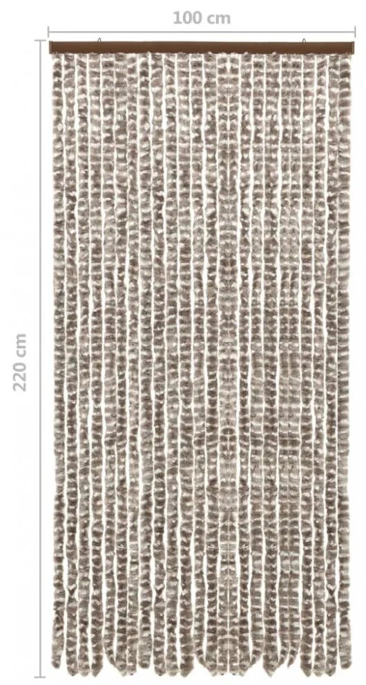 tópszínű és fehér zsenília rovarfüggöny 100 x 220 cm