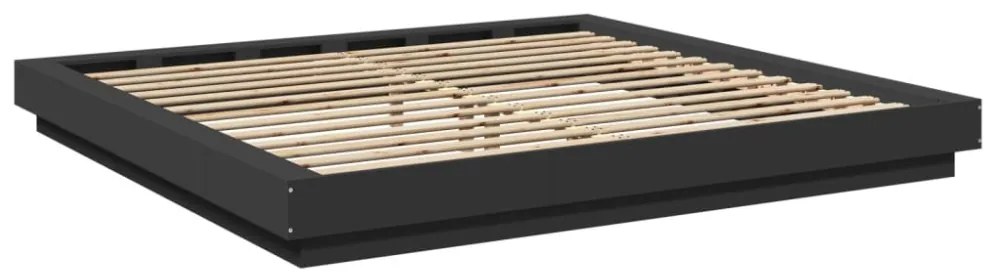 vidaXL fekete szerelt fa ágykeret LED-világítással 180 x 200 cm
