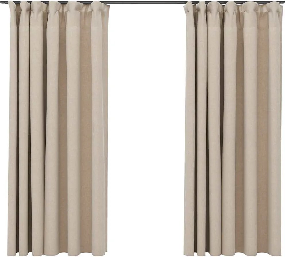 vidaXL 2 db bézs vászonhatású sötétítőfüggöny kampókkal 140 x 175 cm
