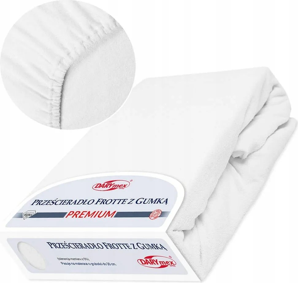 Gumis frottír lepedő 90x200 fehér Prémium