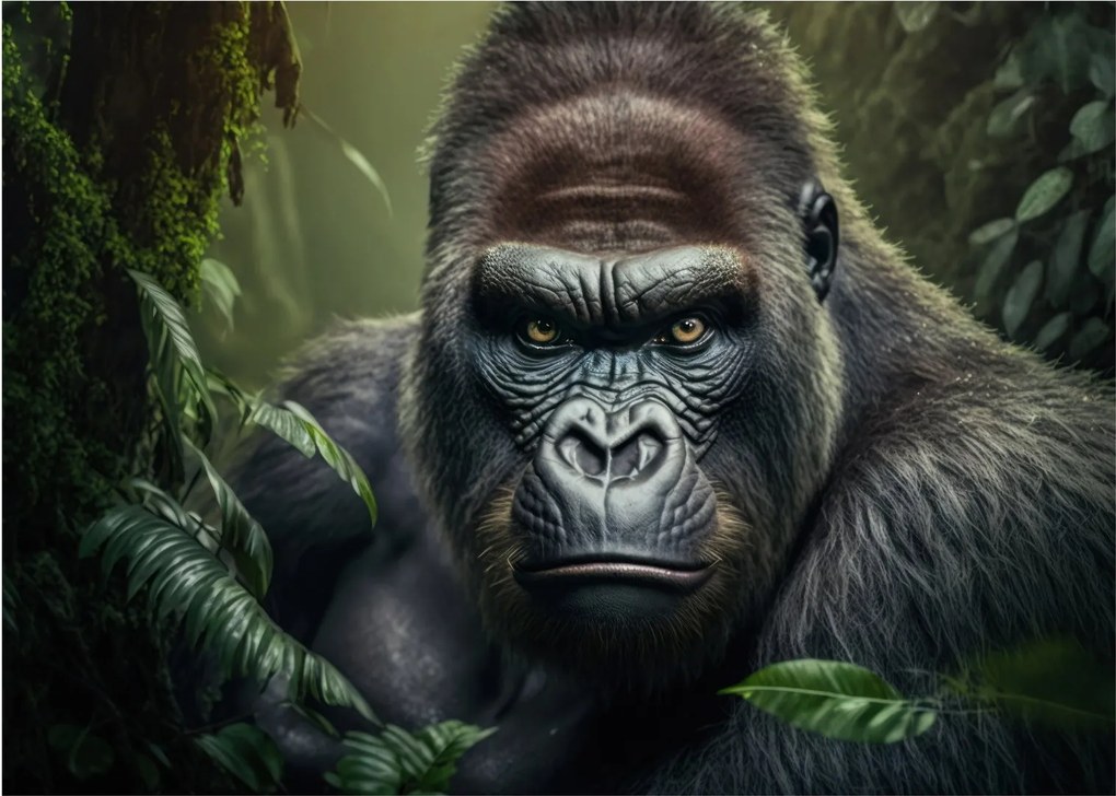 Üveg kép - Egy gorilla portréja (70x50 cm)
