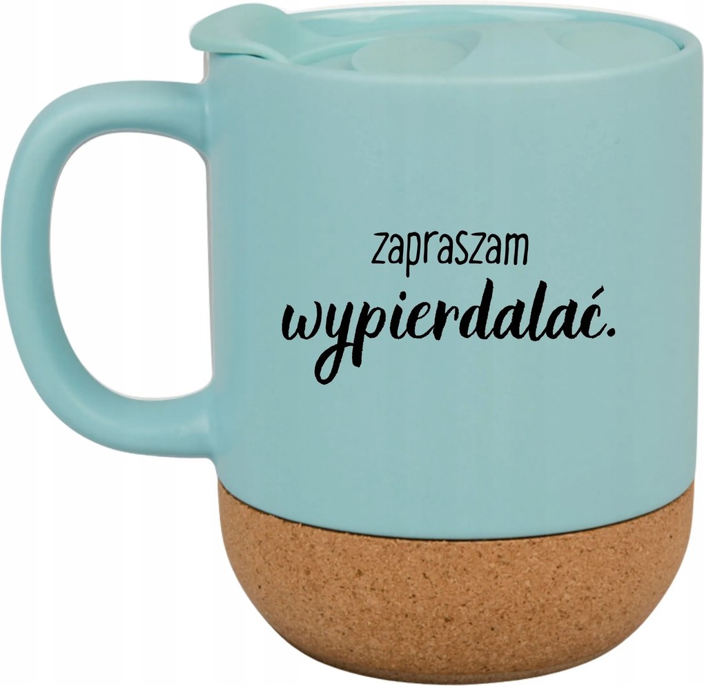 Kék Bögre Fedéllel És Parafa Aljjal Ajándék