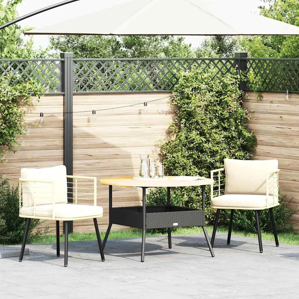 2 db természetes polyrattan kerti szék párnákkal