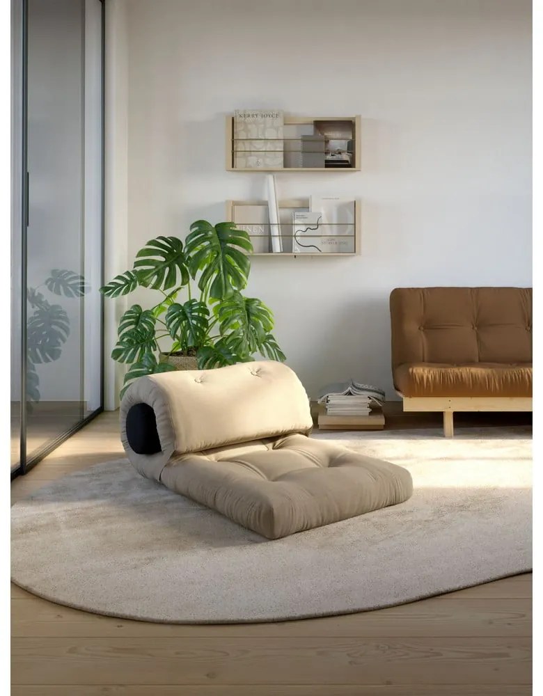 Szürkésbézs futon matrac 70x200 cm Wrap Linen Beige/Dark Grey – Karup Design