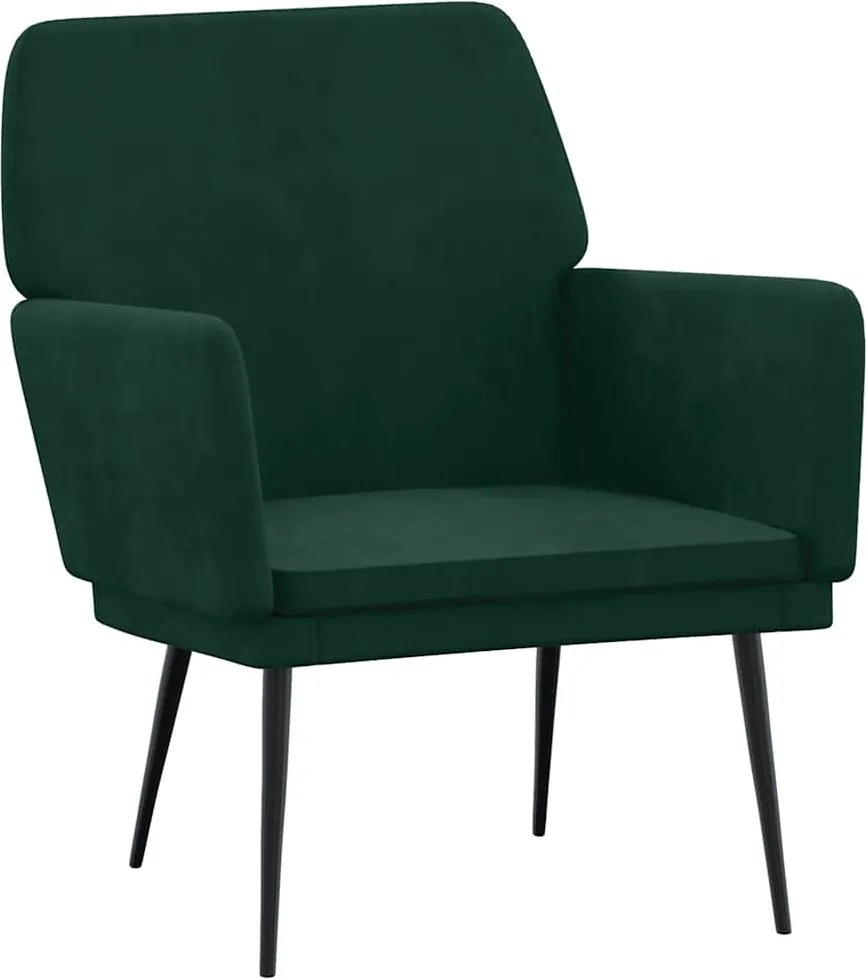 vidaXL sötétzöld bársonyfotel 62x79x79 cm
