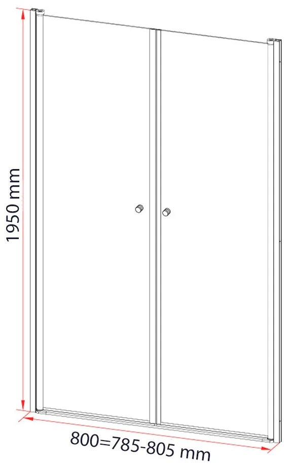 Saloon 80x195 cm kétszárnyú zuhanyajtó