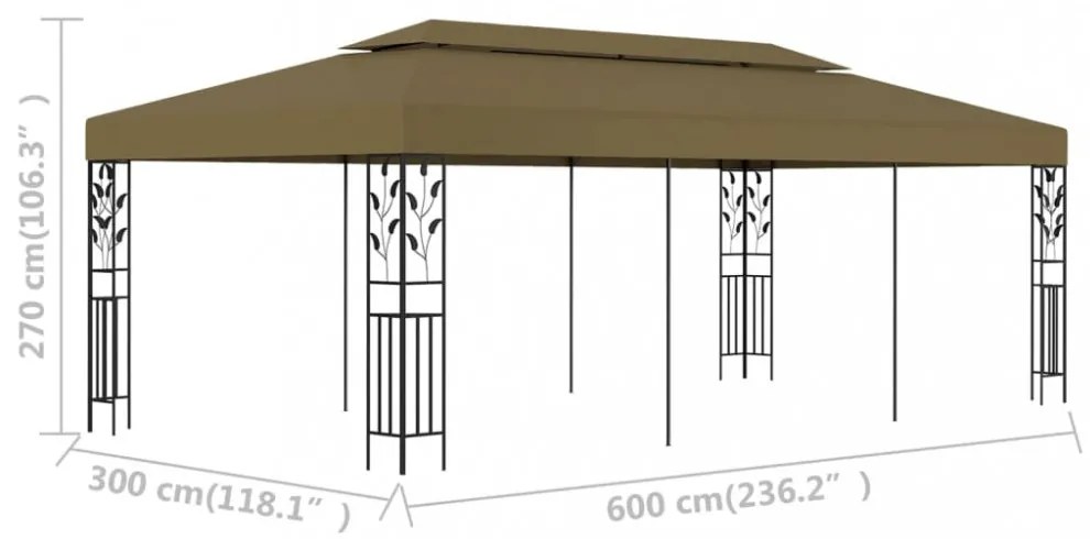 tópszínű pavilon 6 x 3 m 180 g/m²