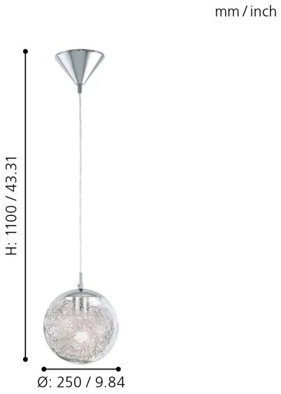 Eglo 93073 - Kábeles függeszték LUBERIO 1xE27/60W/230V átm. 25 cm