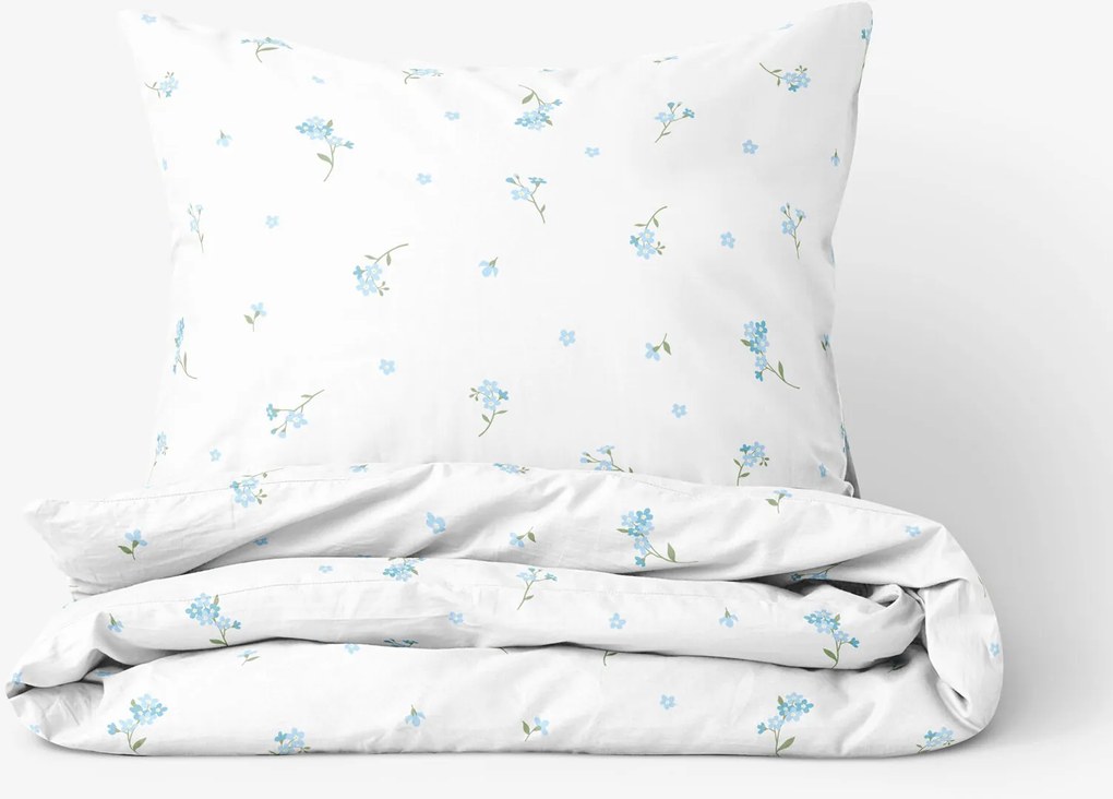 Goldea pamut ágyneműhuzat - nefelejcsek 220 x 200 és 2db 70 x 90 cm