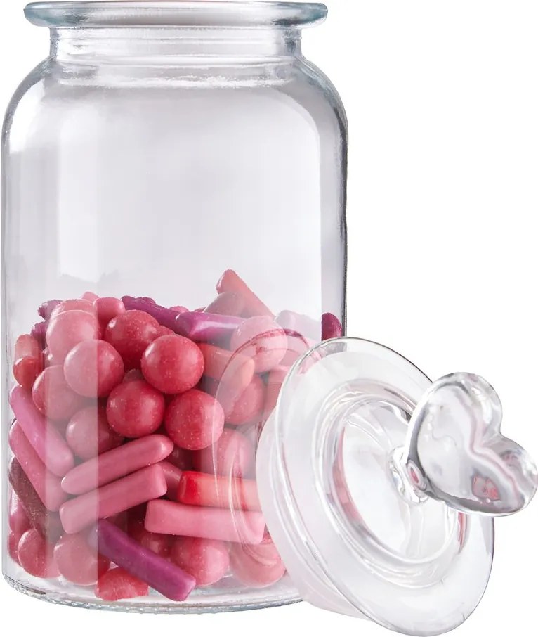 SWEET HEART üveg tartó 1350 ml , szivecskés