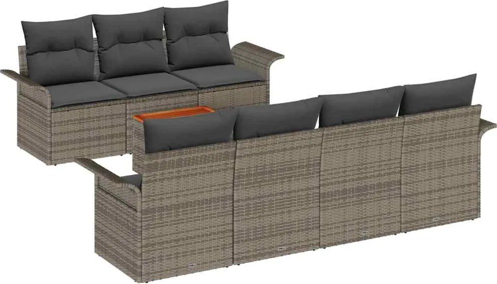 vidaXL Kerti Kanapé Szett tárolóval 8 pcs Szürke polirattan