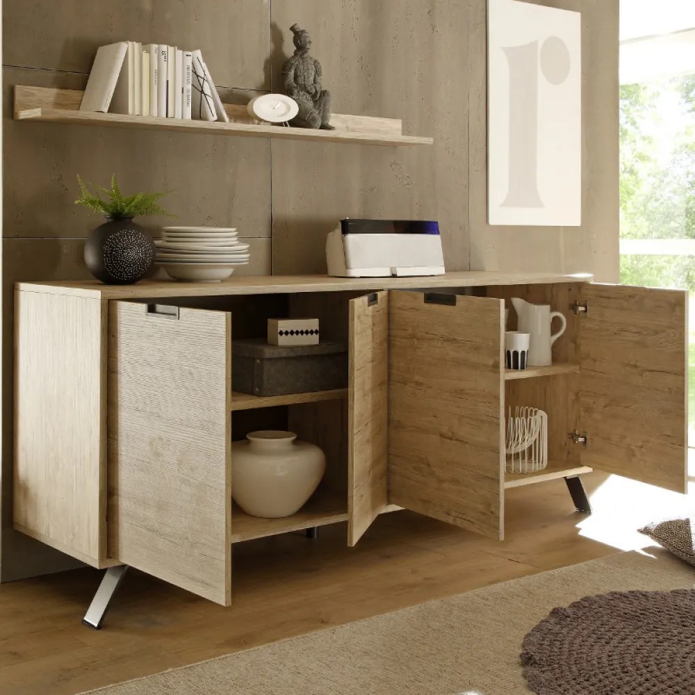 PALMA Sherwood tölgy Komód 4 ajtós 206cm
