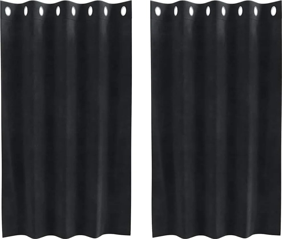vidaXL Sötétítő függönyök 2 pcs Fekete 140 x 140 cm Bársony