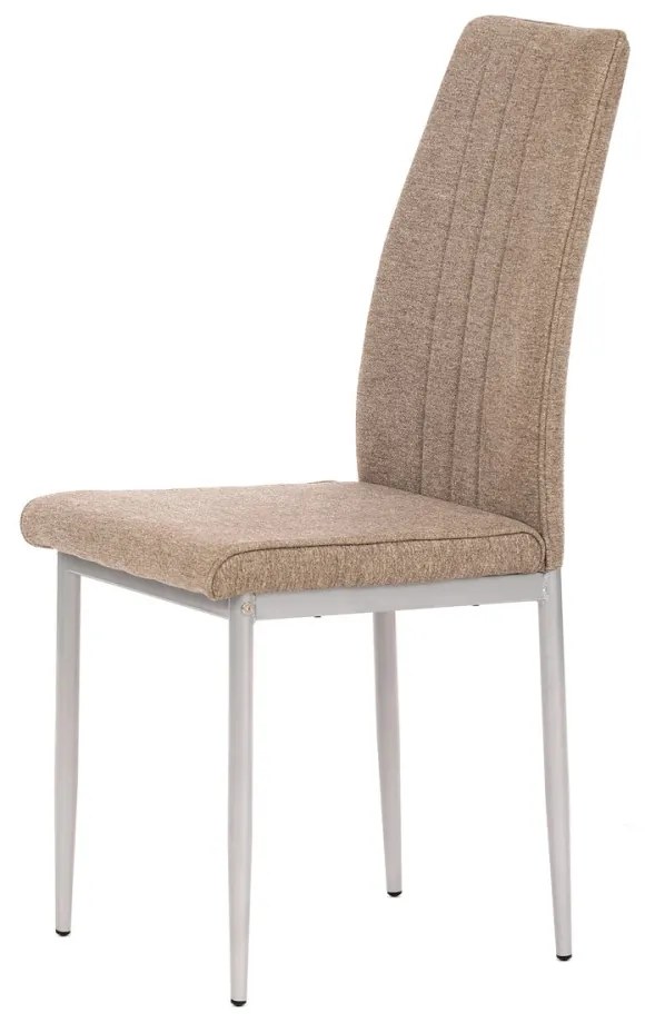 Scaun din material textil maro cu picioare din metal gri DCL-379