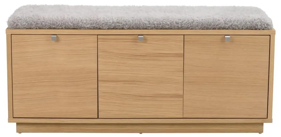 Szürke-natúr színű ülőkés cipőtartó tölgyfa dekorral Confetti – Rowico