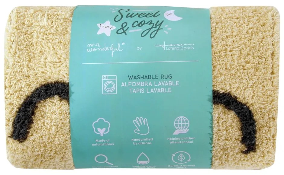 Sárga mosható kézi szövésű pamut gyerek szőnyeg ø100 cm You're My Sunshine – Lorena Canals