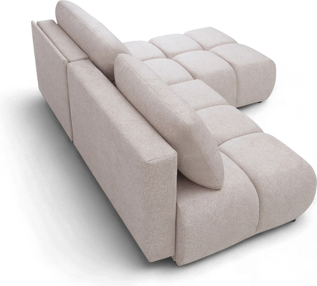 Lerio ágyazható jobbos sarokkanapé - világos bézs vízlepergető kötött szövet Blur 02