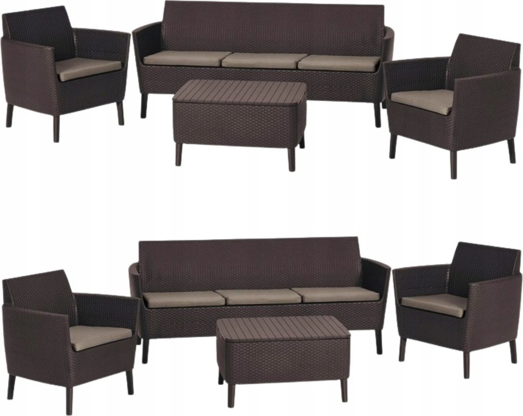 Kerti bútor szett műanyag Salemo barna 4 részes Abiko szett