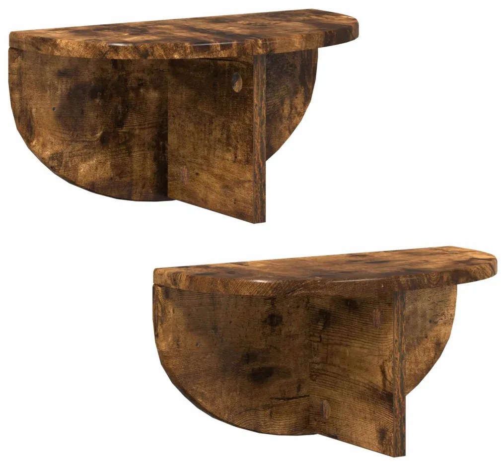 vidaXL Falpolc 2 pcs Füstölt tölgy 38 x 19 x 19 cm Faanyag