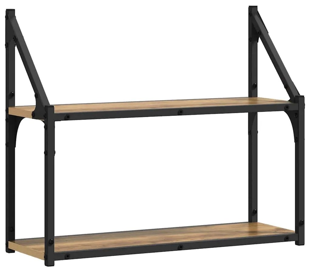 Falpolc polcokkal kézműves tölgy 60 x 21 x 51 cm Faanyag