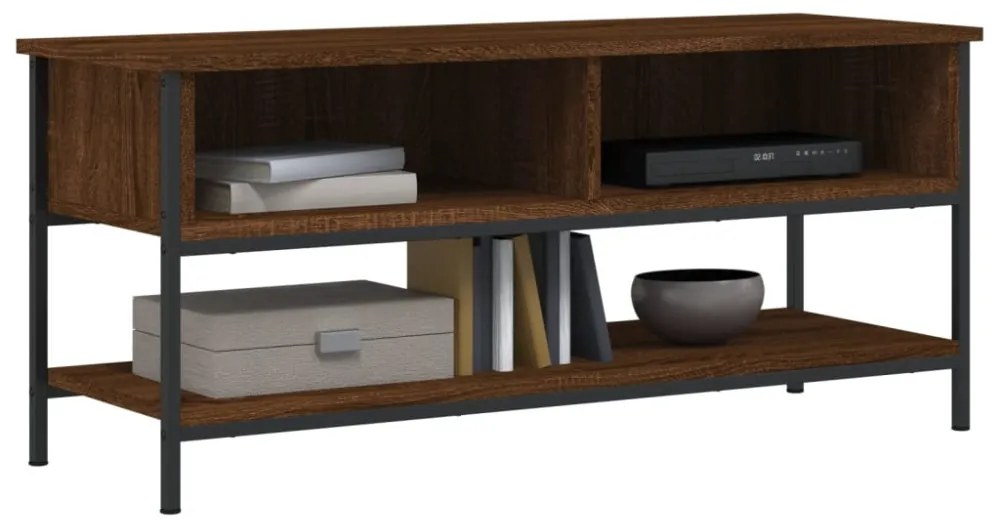 barna tölgy színű szerelt fa TV-szekrény 100 x 35 x 45 cm