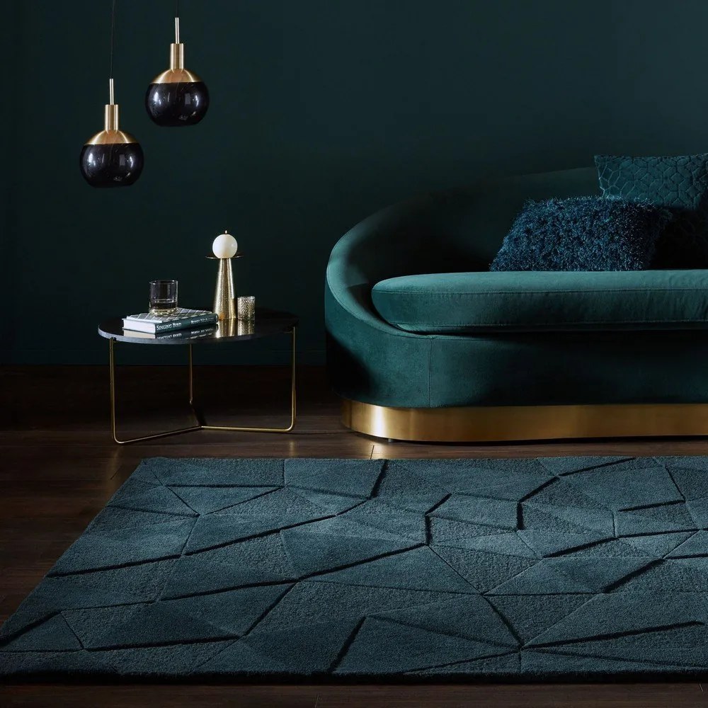 Kékeszöld kézi szövésű gyapjú szőnyeg 120x170 cm Shard Teal – Flair Rugs