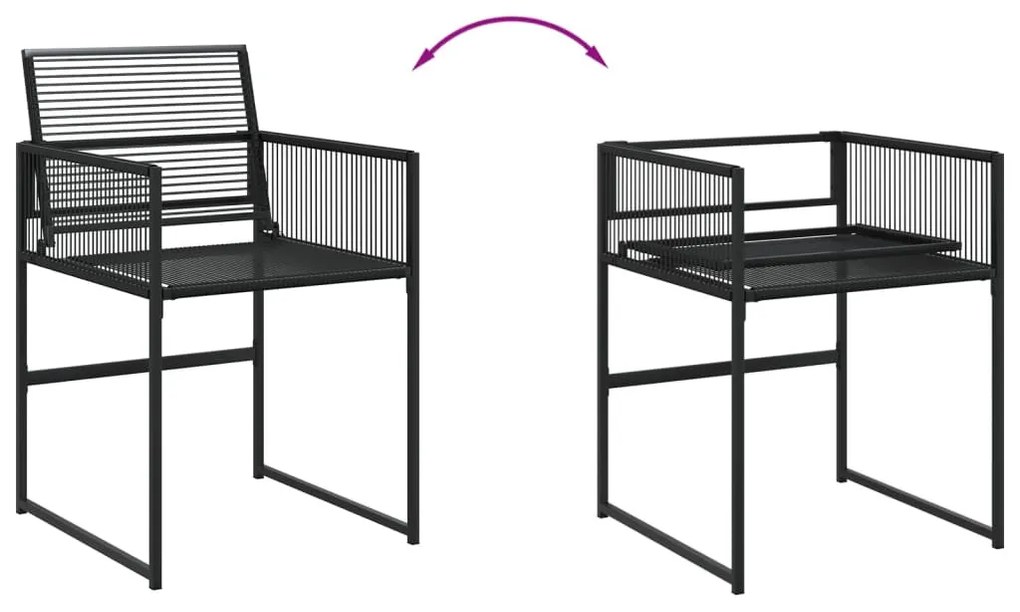 4 db fekete polyrattan kerti szék