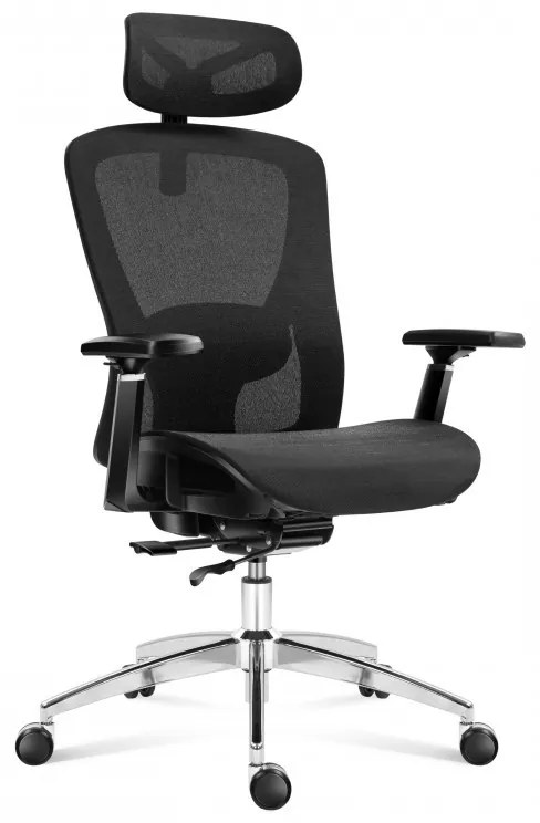 Ergonomikus irodai forgószék, hálós szellőzőanyag, dönthető háttámla, állítható ülésmélység, fekete