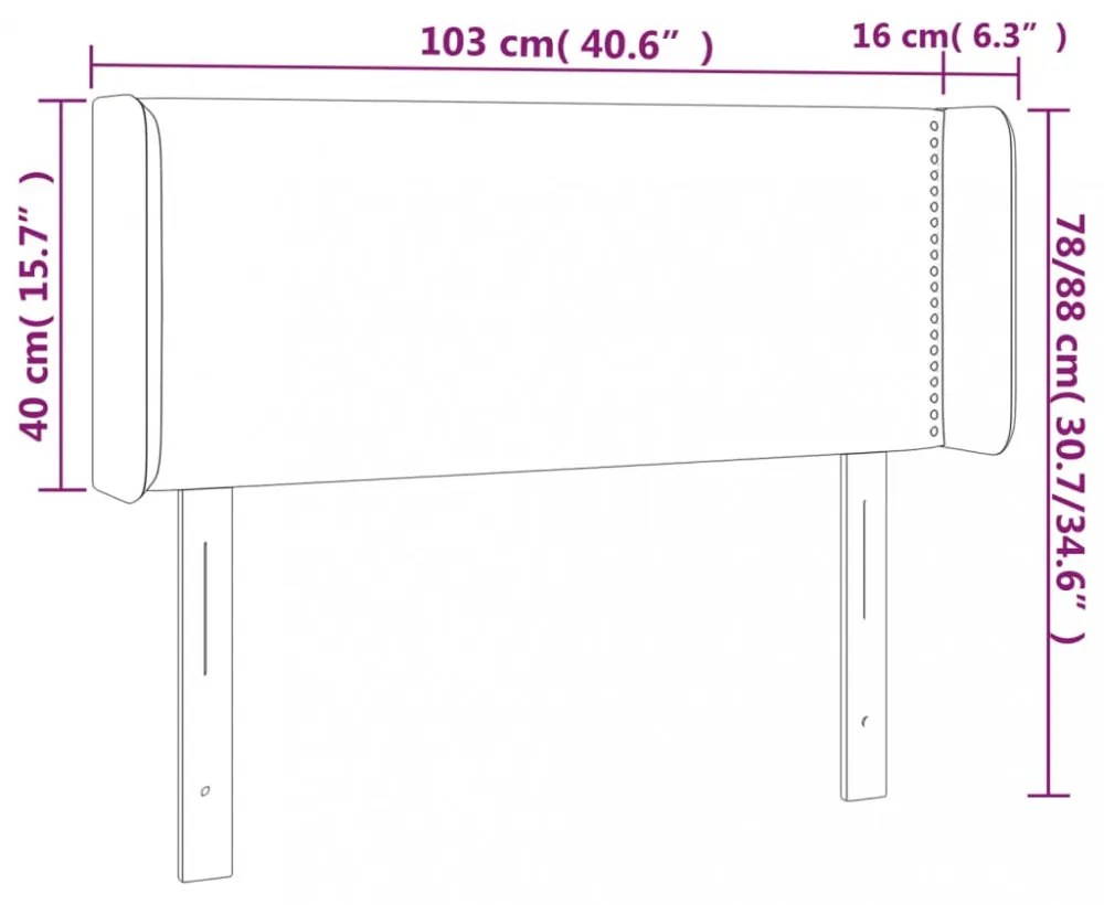 fekete szövet LED-es fejtámla 103 x 16 x 78/88 cm