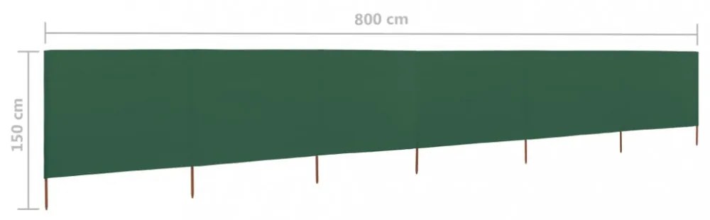 zöld szövet 6-paneles szélfogó 800 x 120 cm