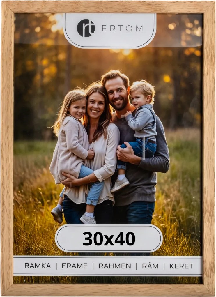 Fa képkeret 30x40 természetes üveg modern