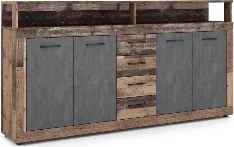 BLAGO komód 190 cm sötét tölgy/fekete