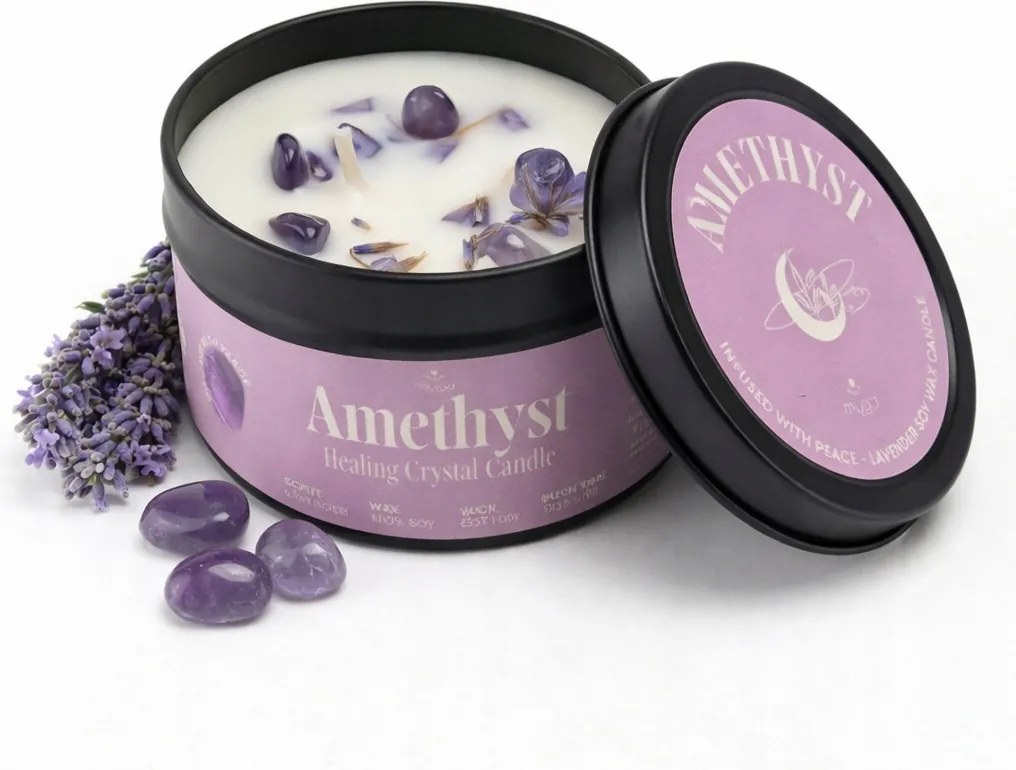 Illatgyertya myga Ametiszt Levendula szójaviasz 15 órás égéshez