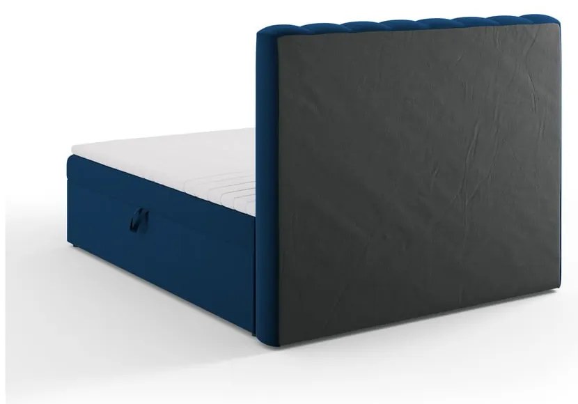 Sötétkék boxspring ágy tárolóhellyel 160x200 cm Gina – Milo Casa