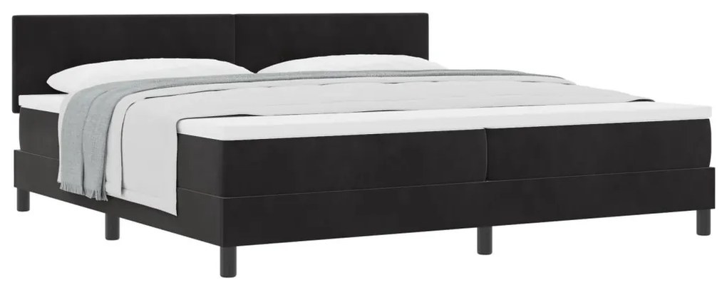 Boxspring Ágy Matrac 200x200 cm Fekete Bársony