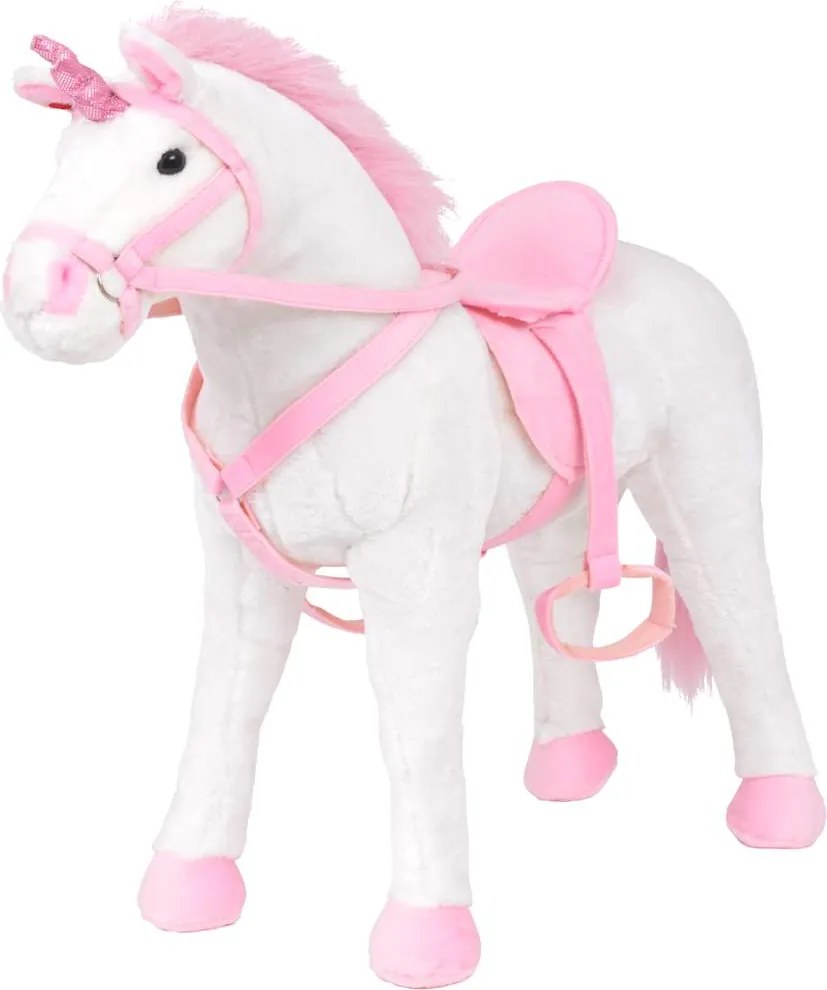 vidaXL fehér és rózsaszín álló unikornis plüssjáték XXL
