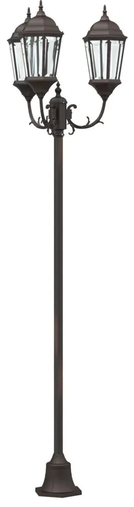 Kerti Lámpaoszlop 3-Lámpás E27 Bronz 220 cm Alumínium
