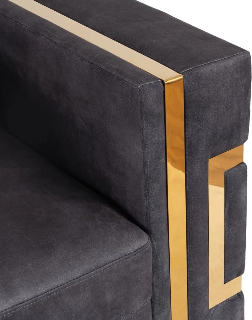 Háromszemélyes kanapé fekete/arany színben. PALLAZO 3S