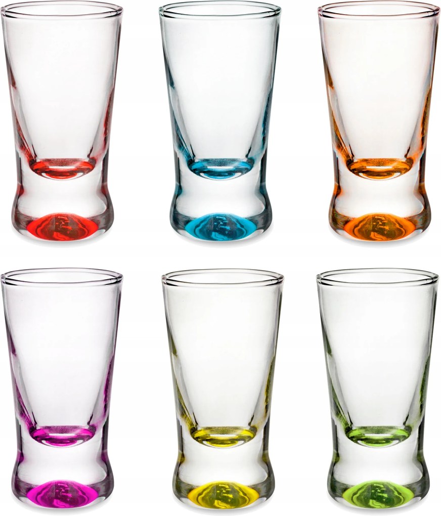 Vodkapohár Színes Alj 25 ml Shot 6db